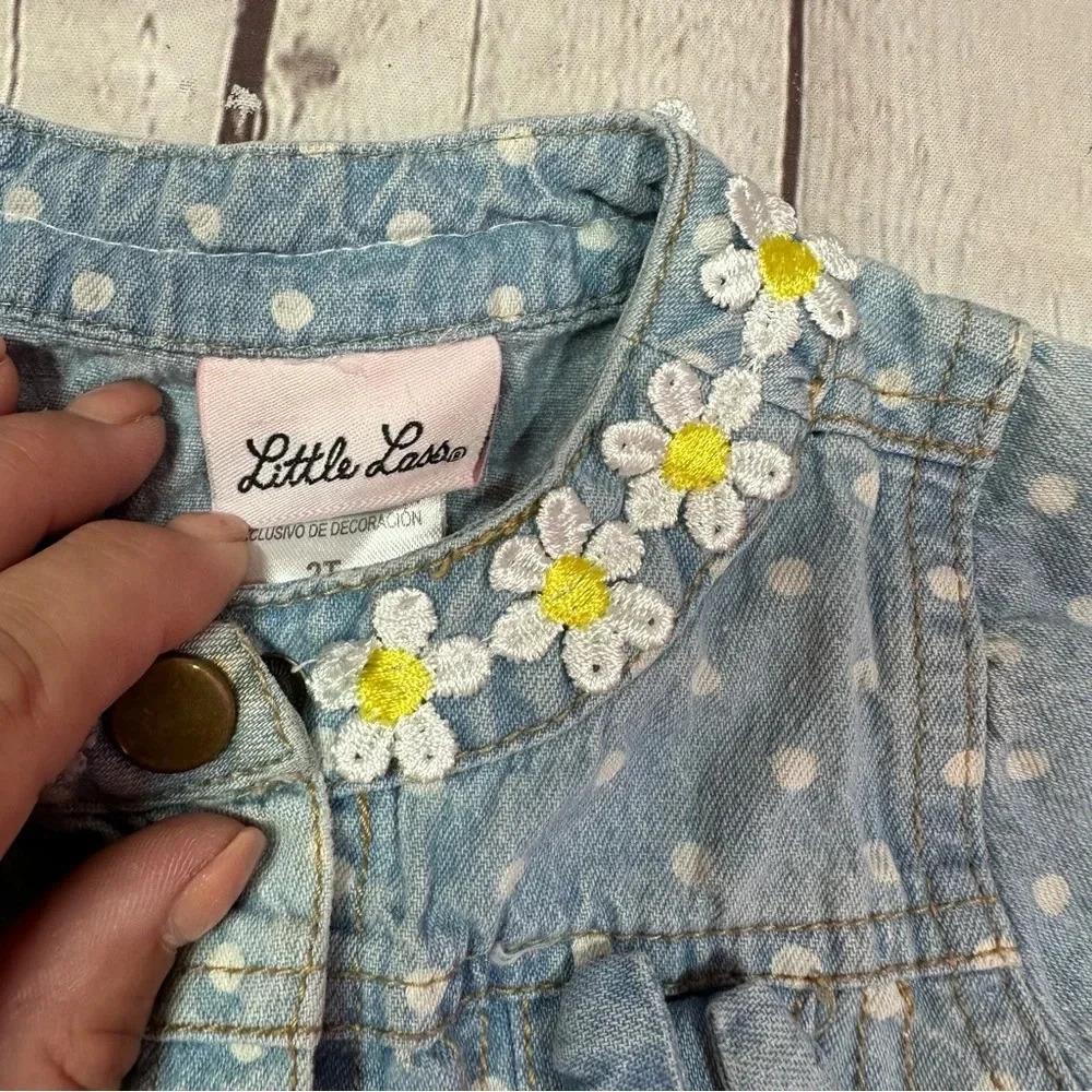 Little lass denim jean jacket 2T daisy boho western - Picture 2 of 6